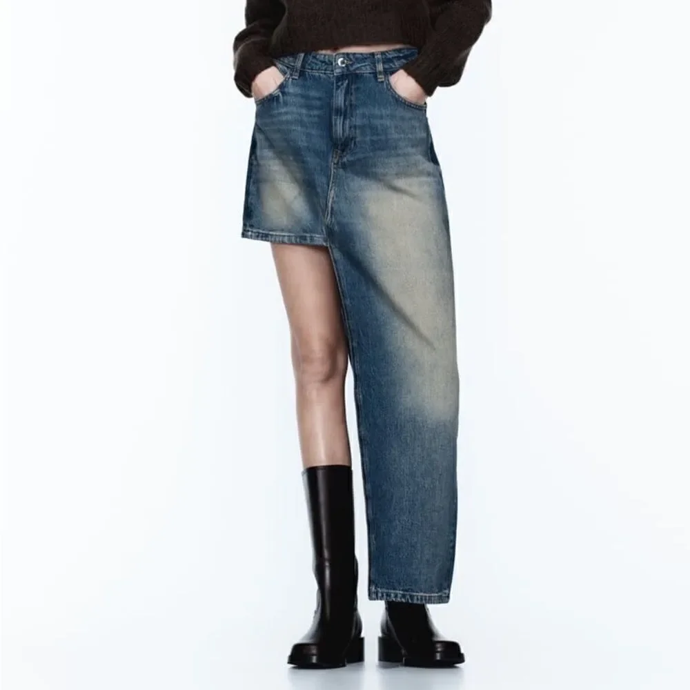 ZARA Z1975 ASYMMETRIC DENIM SKIRT